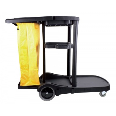 Replacement Commercial Cleaning Janitorial Cart with Zippered Yellow Vinyl Bag